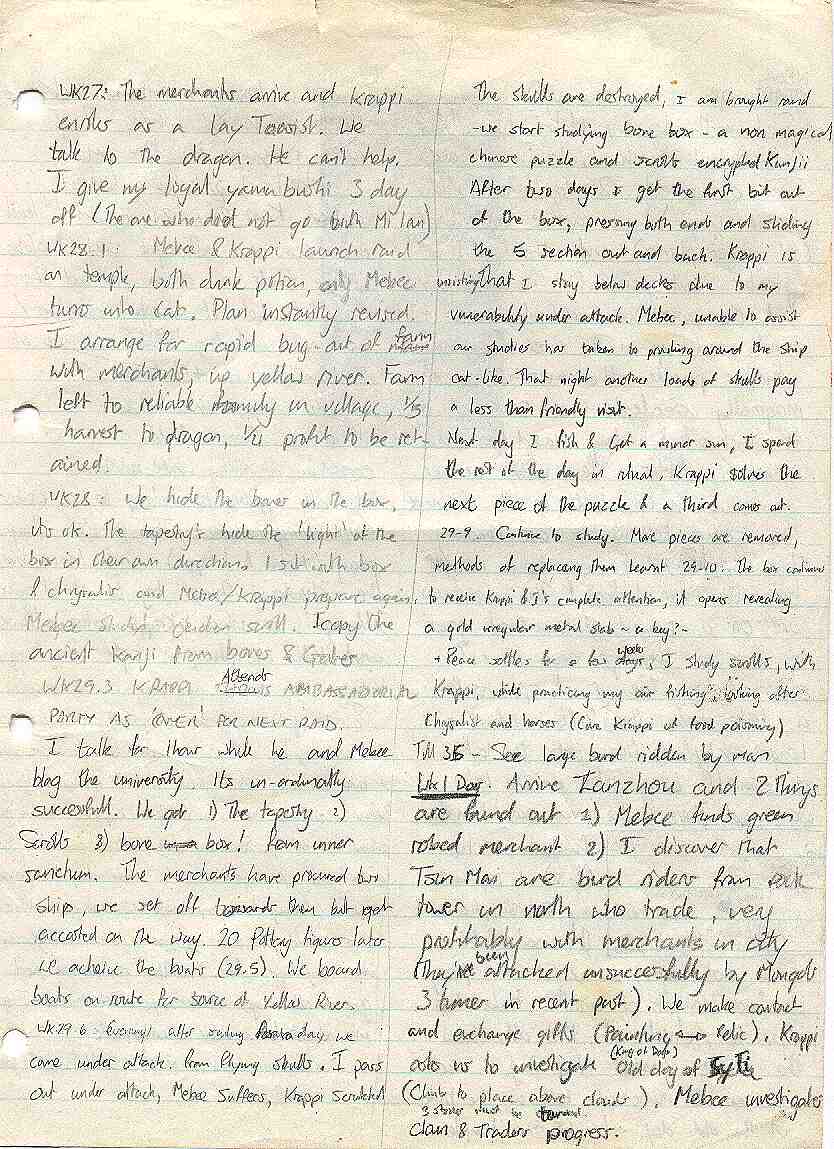 Scan of the front of page three of the notes